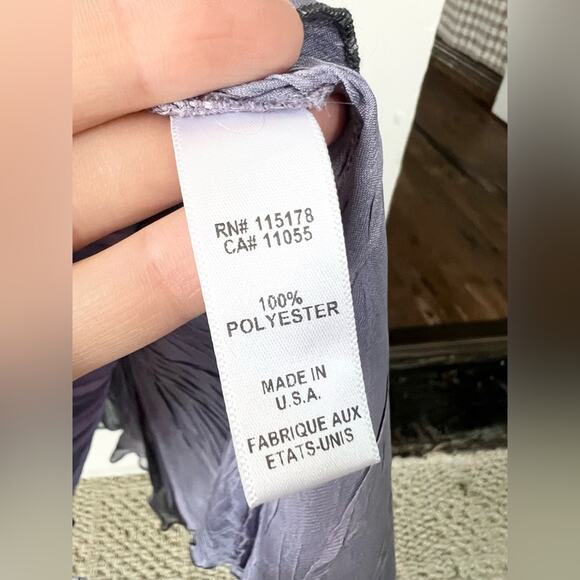 Komarov NWT XL purple chiffon midi dress black ombre 3/4 sleeve pleated MOB fall - Picture 6 of 11